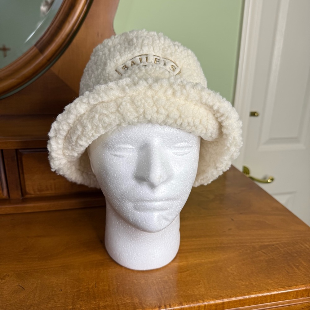 Baileys vintage shearling Sherpa bucket hat cream lining logo - Picture 10 of 11